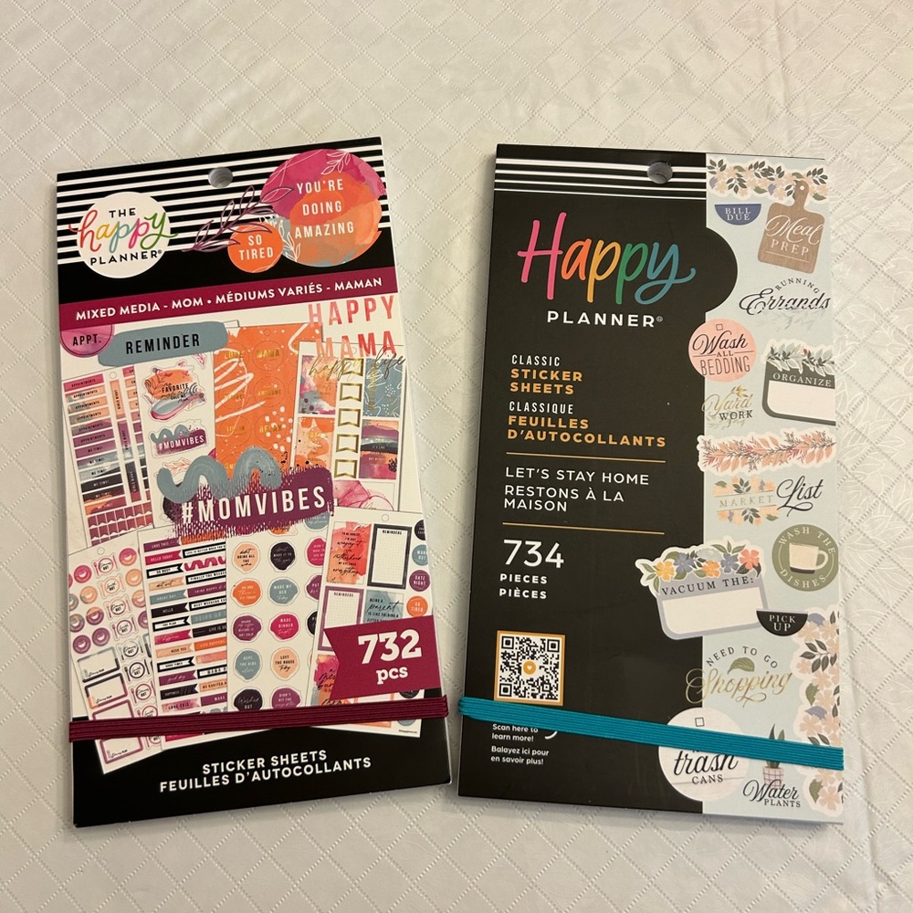 NWT Happy Planner 2 Pack Sticker Books Mom Vibes and Let’s Stay Home Themed